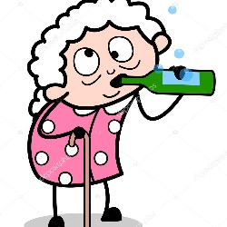 Drunk Old Lady - Old Woman Cartoon Granny Vector Illustration Solo travel disadvantages for seniors.